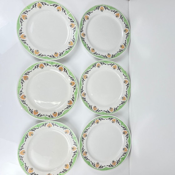 Image 1 of Set of 6  Sarreguemines "Maroussia" dinner plates, early 20th century