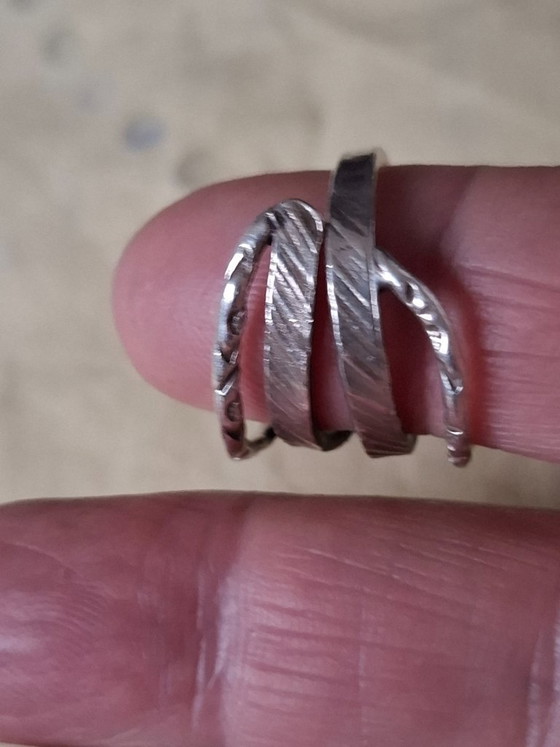 Image 1 of Moderne sterling zilveren ring, maat 64 (verstelbaar)