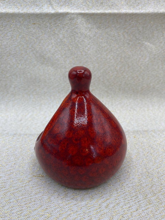 Flammenroter Keramiktopf mit Fleur-de-Sel-Motiv – Studiokeramik – Geschirr, Ceramic (photo 2 of 3)