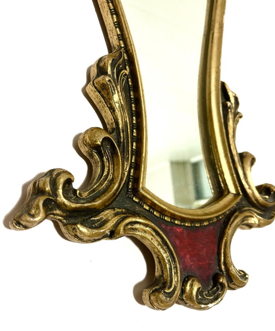 Miroir Mural Vintage Style Rococo-Baroque Rouge Doré (50cm) – Glass, Other (photo 3 of 6)