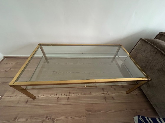 Image 1 of Hollywood Regency style coffee table in glass and gold
