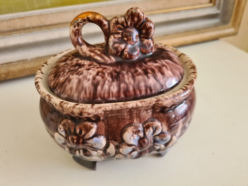 Zuccheriera in ceramica Torhout Art Nouveau ca. 1900 / Sucrier ancien en poterie de Torhout, Maes – tafelaccessoires