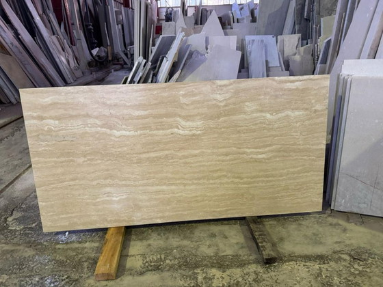 Image 1 of Tavolo da pranzo ovale in travertino massiccio – tavolo in pietra naturale