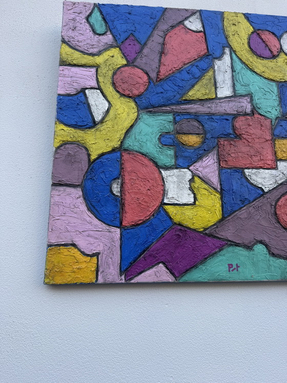 Colorful Geometric Abstract Painting – Paintings & Drawings, Canvas (photo 7 of 13)