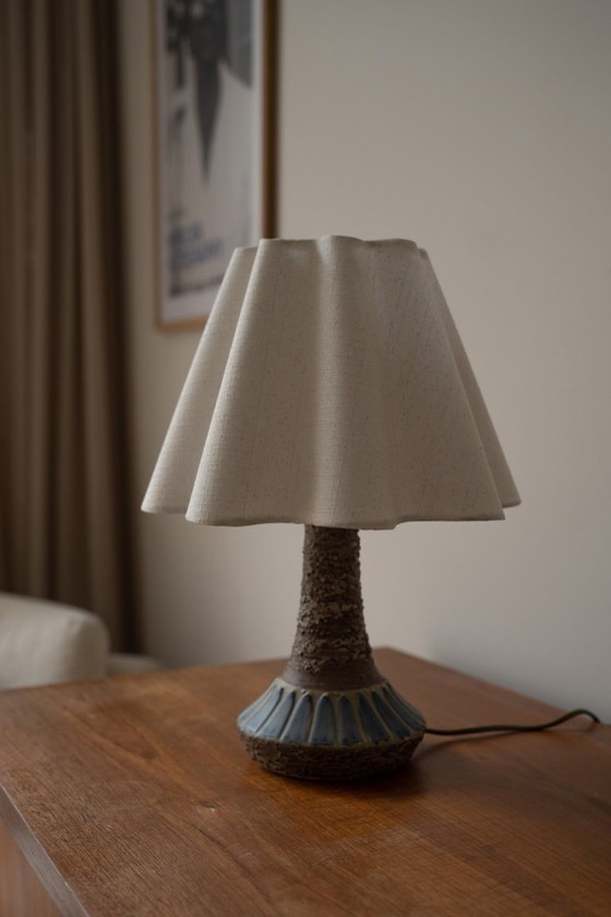 Image 1 of Danish ceramic table lamp beige/blue