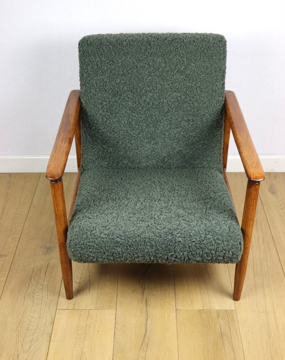 Image 1 of Sedia GFM-142 in pelle bouclé color oliva attribuita a Edmund Homa, anni '70