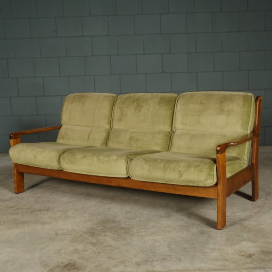 Image 1 of Vintage Deense zithoek/zitgroep – notenhout – jaren 60/70