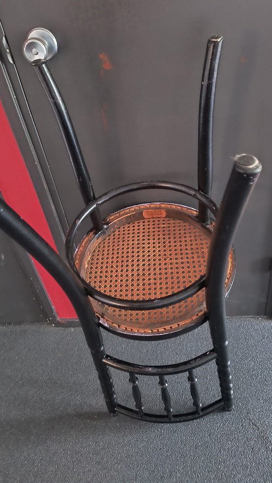 Image 1 of Sedia Fischel vintage – Cecoslovacchia – legno nero con seduta in vimini