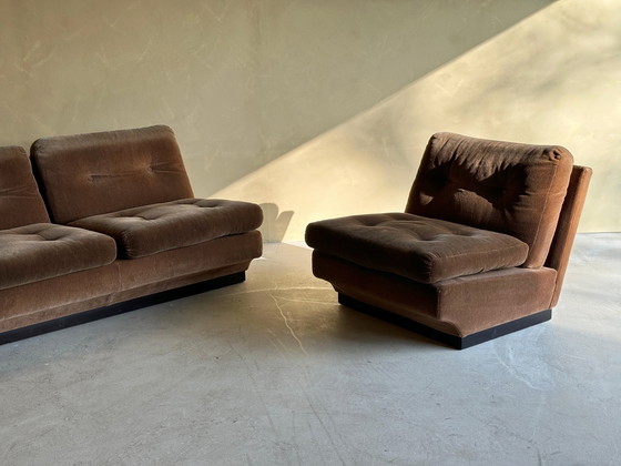 Image 1 of Gruppo di divani in velluto marrone di Paolo Caliari per Cassina, anni '60