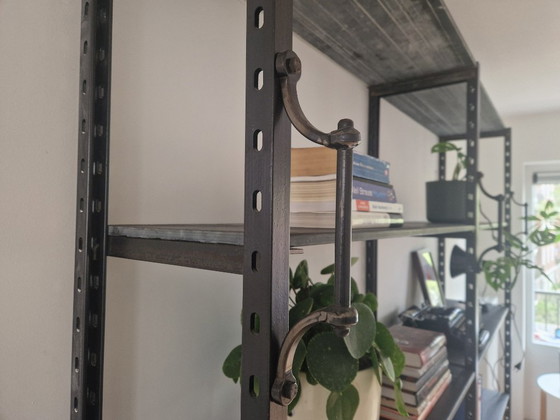 Image 1 of Vintage steel Art Deco wall unit with slate shelves