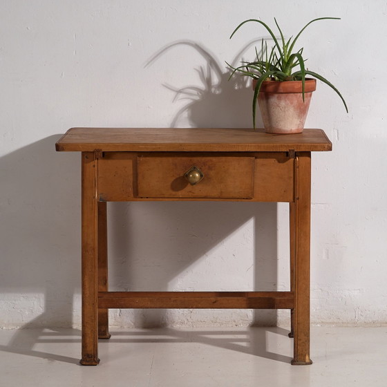 Antieke keuken bijzettafel (ca.1920) #6, Hout, Messing, Bruin, Vintage (foto 47 van 49)