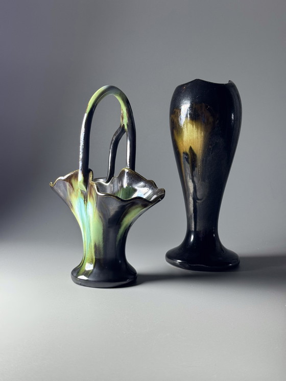 Image 1 of Set – Thulin, 1930s - Art Deco Drip-Glazed « Airain »