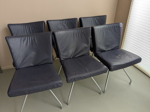 6 x leren eetkamerstoelen van Harvink  type “Zara”  