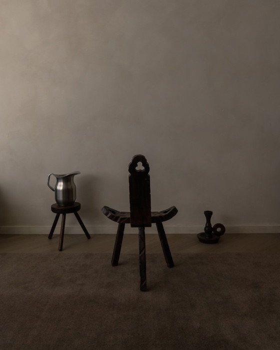 Image 1 of Spanish brutalist tripod chair made of solid wood
