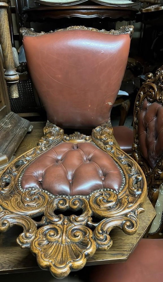 Image 1 of 4 Barok Eetkamer Stoelen Leder