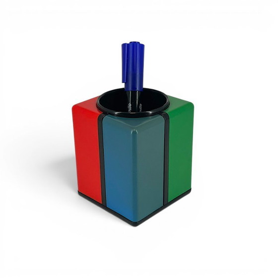 Image 1 of Porte-stylo vintage Tino TT Design – Style Memphis / Objet de design postmoderne des années 1980