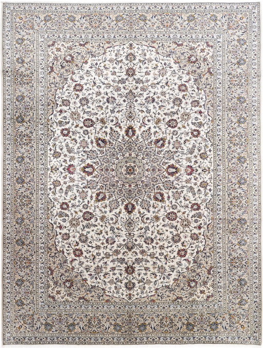 Tapis persan original Keshan, Kashan rouge 398 x 295 cm. État impeccable. Classique.
