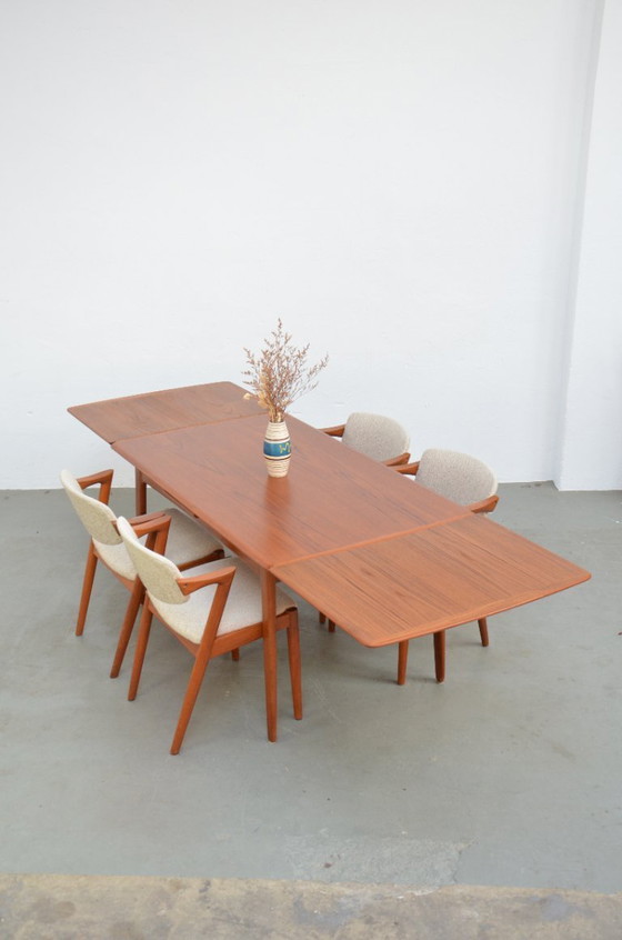 Image 1 of Eettafel van Svend Åge Madsen, Deense teakhouten keukentafel, mid-century, uitschuifbaar, jaren 60