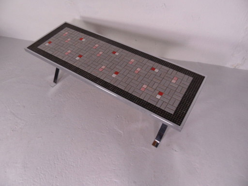 Vintage chrome coffee table with tiles 1960's