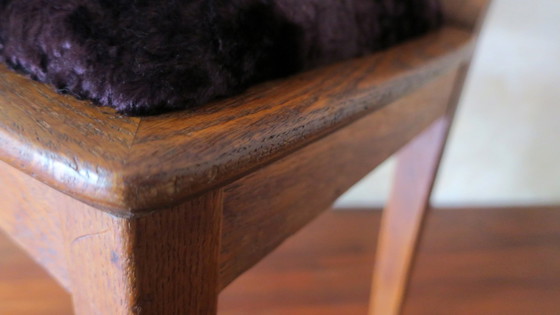 Image 1 of Chaise d'appoint Art Nouveau en chêne et velours violet royal, années 1900