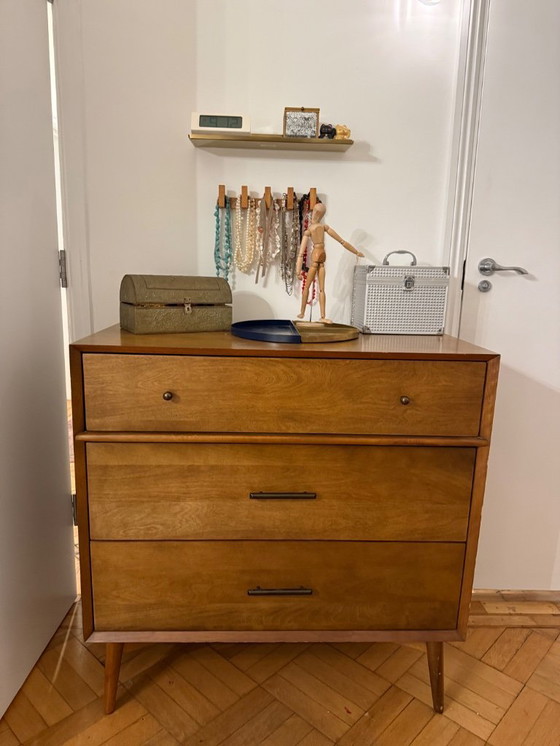 Image 1 of Cassettiera in legno massello di metà secolo con 3 cassetti - Condizioni eccellenti