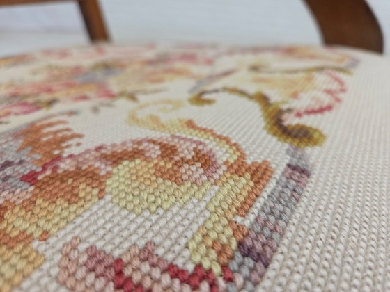 Image 1 of Dänischer Schaukelstuhl mit hoher Rückenlehne aus den 1930er Jahren, original handgewebte Wolle, Eschenholz.