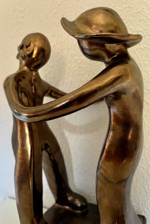 Ceramic Bridal Couple, bronzed, the Commitment.