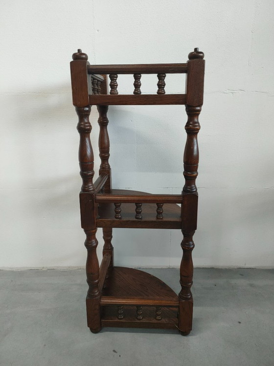 Image 1 of Vintage (Antiek) open hoekmeubel hoekkastje plantentafel/'shelving plant stand' 