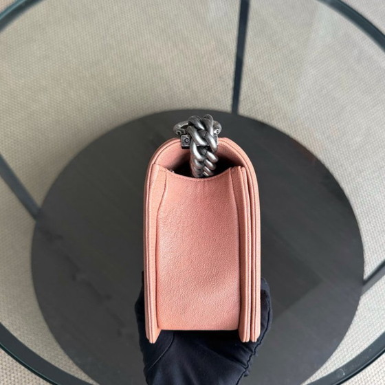 Image 1 of Chanel Boy Medium - Caviar 25CM Quilted Nude Blush Caramel Ruthenium Silver Hardware Series 26