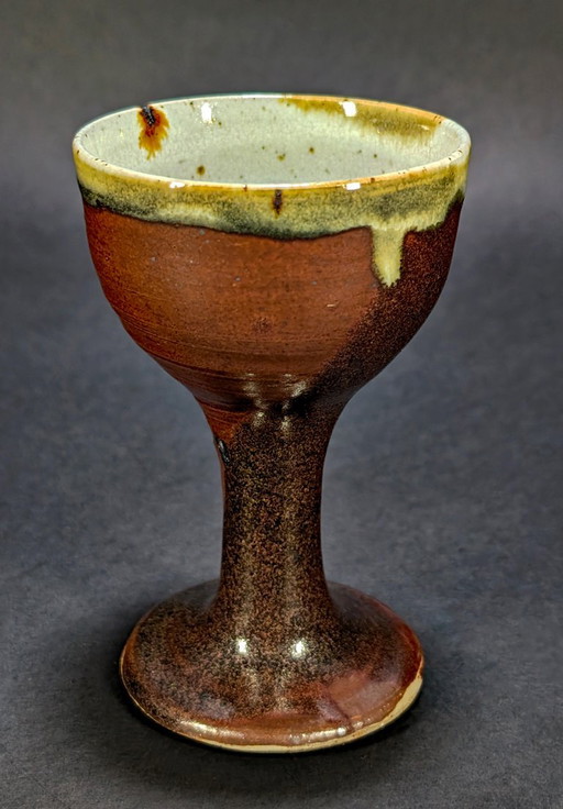 Chalice in hand-glazed stoneware, signed Sylvie Wlotkowski (St Père) – tafelaccessoires, Ceramic
