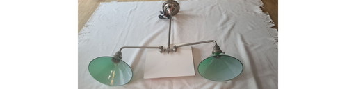 Vintage/Industrial Silver Green Hanging or floor lamp Billiard lamp