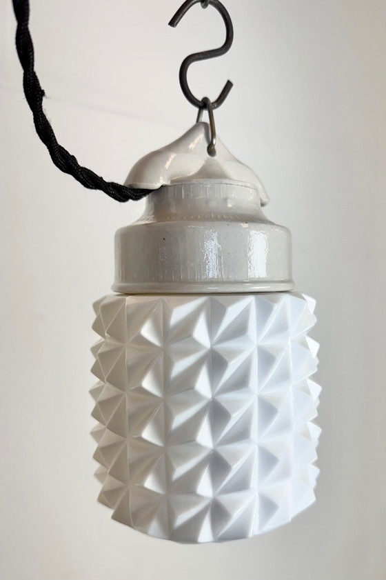 Image 1 of Vintage witte porseleinen hanglamp, jaren 70