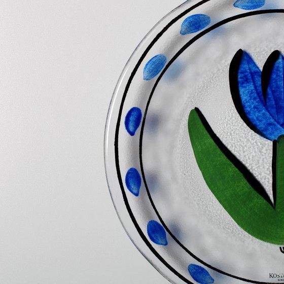 Kosta Boda Blue Tulip Glass Plate / Ulrica Hydman Vallien / Diseño Sueco / 1991 – Accesorios de mesa (photo 5 of 6)
