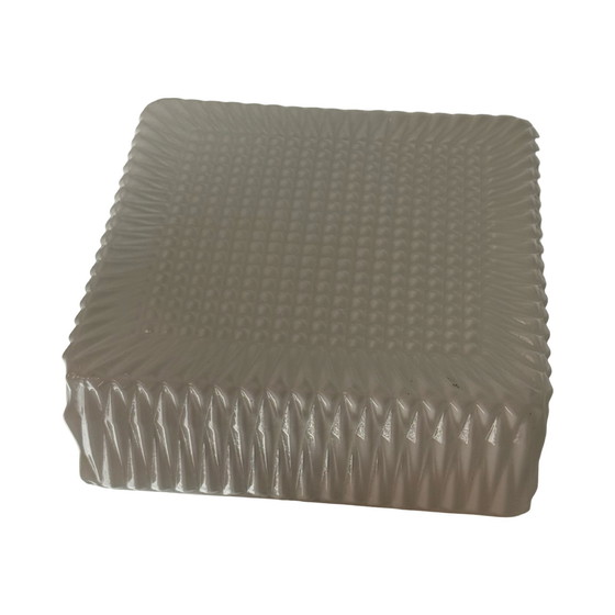 Image 1 of Art deco (stijl) - Plafond- of wandlamp met opaalglas en metalen voet - ca. 1960, Tsjechoslowakije