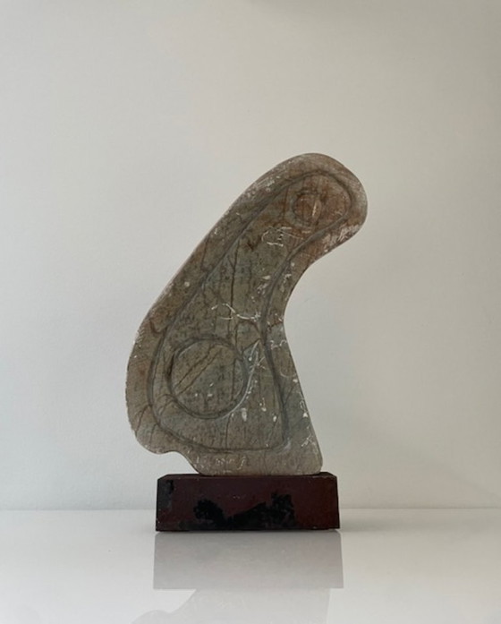 Image 1 of Scultura brutalista in pietra su acciaio Corten
