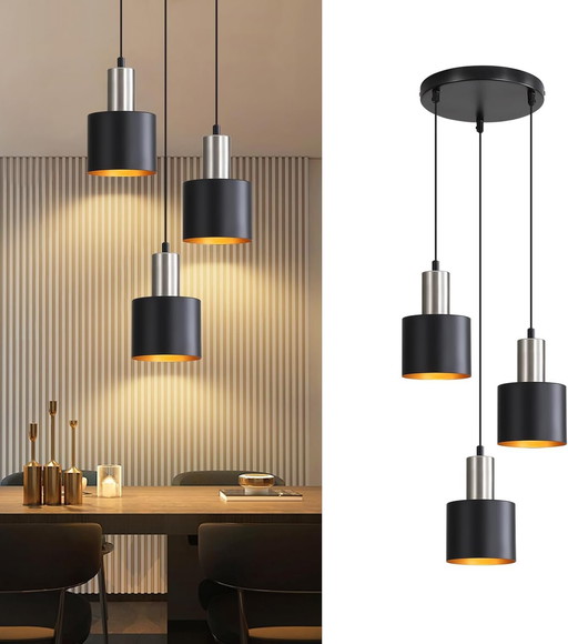 Lichtmaler Pendant Lighting Dining Room - Lustre E27 Black Vintage Retro Pendant Lighting Interior Industrial Living Room Chamb