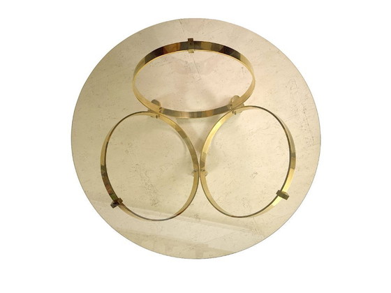Image 1 of Knut Hesterberg Round Coffee Table in Brass with Smoked Glass