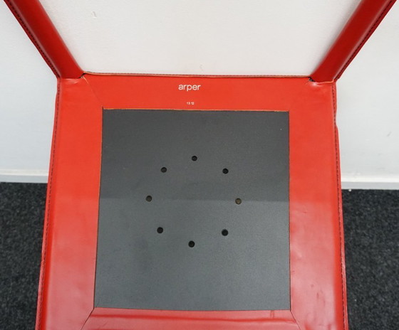 Image 1 of Arper Norma Design | Red Leather Chairs