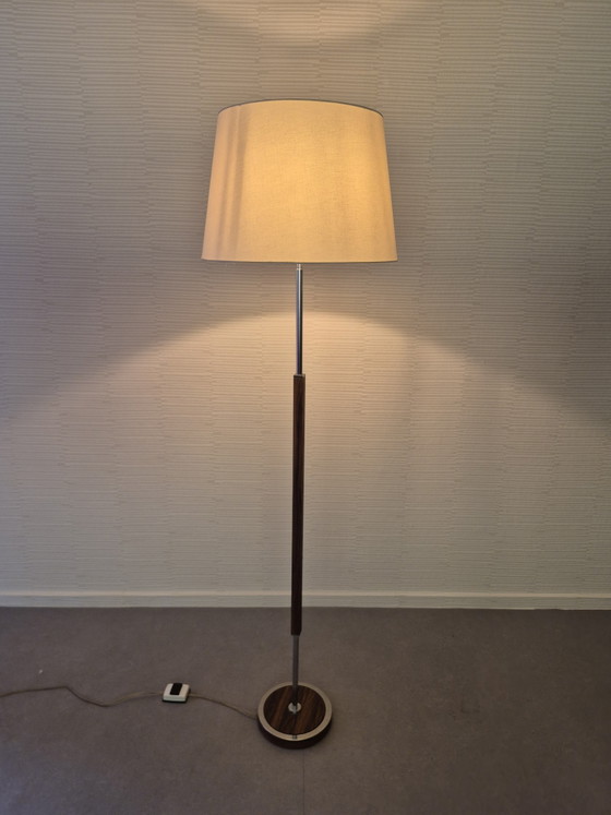 Lampadaire vintage Herda. Lampe sur pied années 60, 70. – Chrome, Textile (photo 13 of 15)