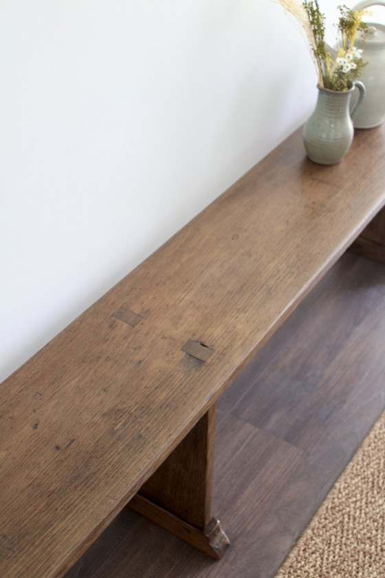 Image 1 of Banco de granja antiguo en roble macizo