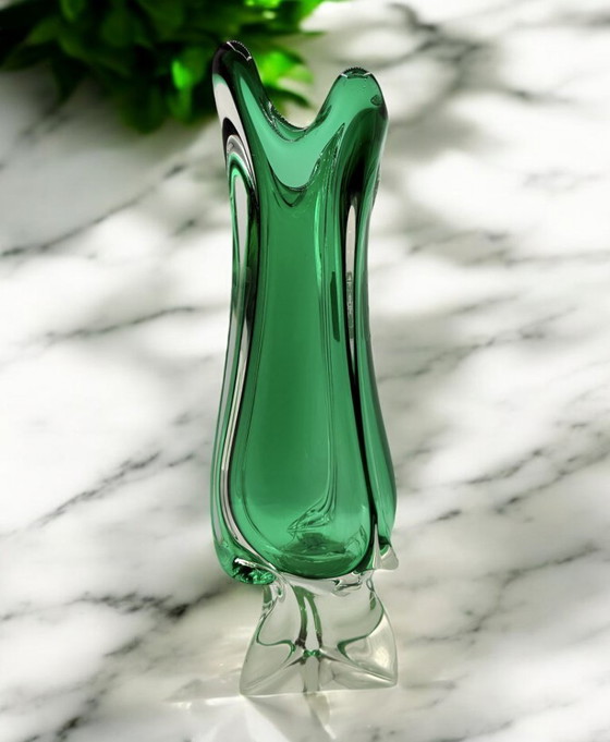 Image 1 of Murano - Smaragdvase von Fratelli Tosi