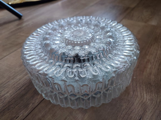 Image 1 of Vintage round glass ceiling lamp '70