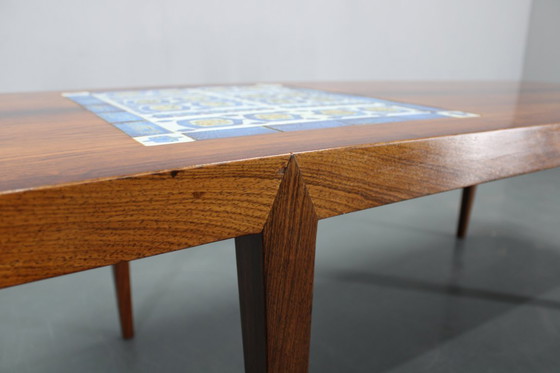 Image 1 of Mid-century Danish Haslev Mobelsnedkeri Coffee Table, Ceramic Tile Inlay, circa 1960s