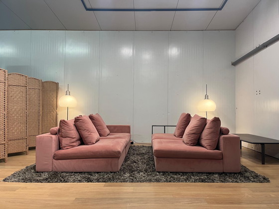 Image 1 of Flexform Groundpiece 4-piece with Bookcase – Pink Velvet