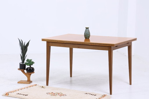 Vintage kitchen table 60s | Mid - Century dining table table retro 70s wood extendable #04-09