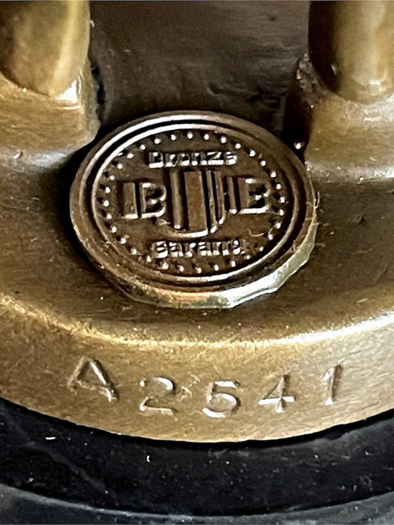 Image 1 of Escultura de antílope Art Déco en bronce patinado, inspirada en Marcel Bouraine, con base de mármol negro – 22 cm