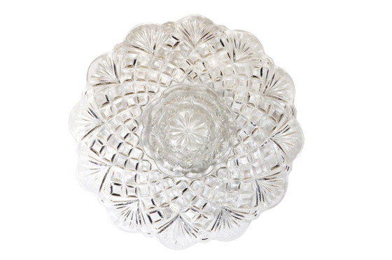 Plat sur pied en verre pressé, dans le style Pineapple de Smith Glass, 30x4cm, vintage – Accessoires de table (photo 3 of 5)