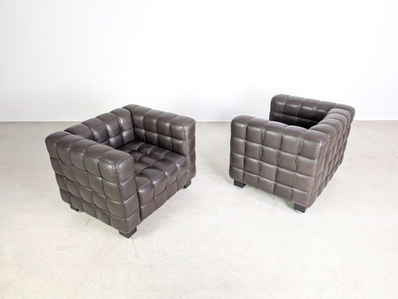 Image 1 of 2x Sillones originales Wittmann Kubus Josef Hoffmann cuero marrón