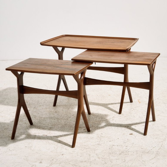 MK11124 Teak Bijzettafels van Johannes Andersen voor CFC Silkeborg, Set van 3 – Wood (photo 4 of 13)