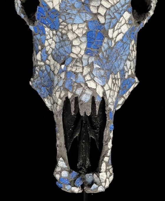 Image 1 of Cow skull with mosaic - Indonesian art